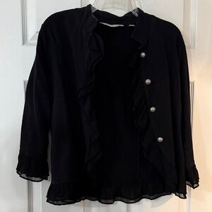 New York & Company Black Ruffled Blazer